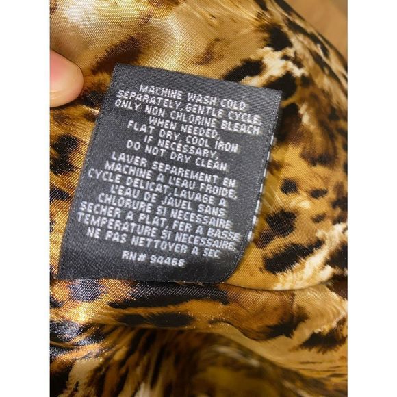 Dana Buchman Small Choco Brown Leopard Print Lined Insulated Microfiber Coat EUC - Picture 9 of 10